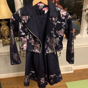 Floral Navy Kids Blazer and Dress Set